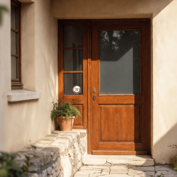 Porte d'entrée avec Macaron Logis d'Or - Maison de Gilles - Logis d'Or - Label immobilier pour valoriser votre logement
